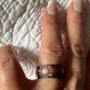 Elegant Brown Floral wood ring